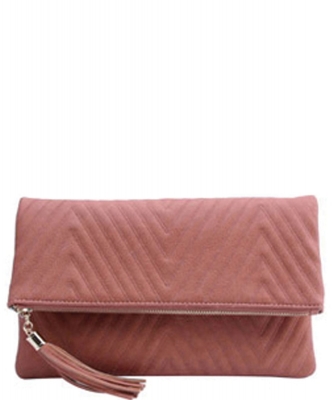 Chevron Quilted Bifold Crossbody Clutch LP048QA DARK PEACH